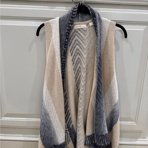 Anthropologie Beige and Navy Chevron Vest